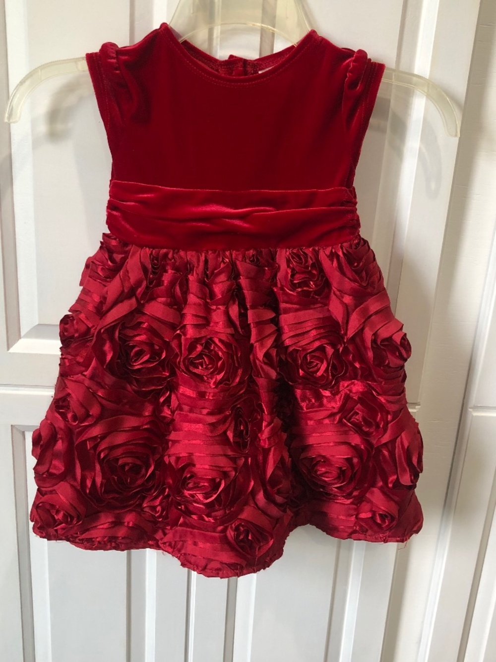 Koala kids velvet red rose Christmas party dress size 2t/24 months